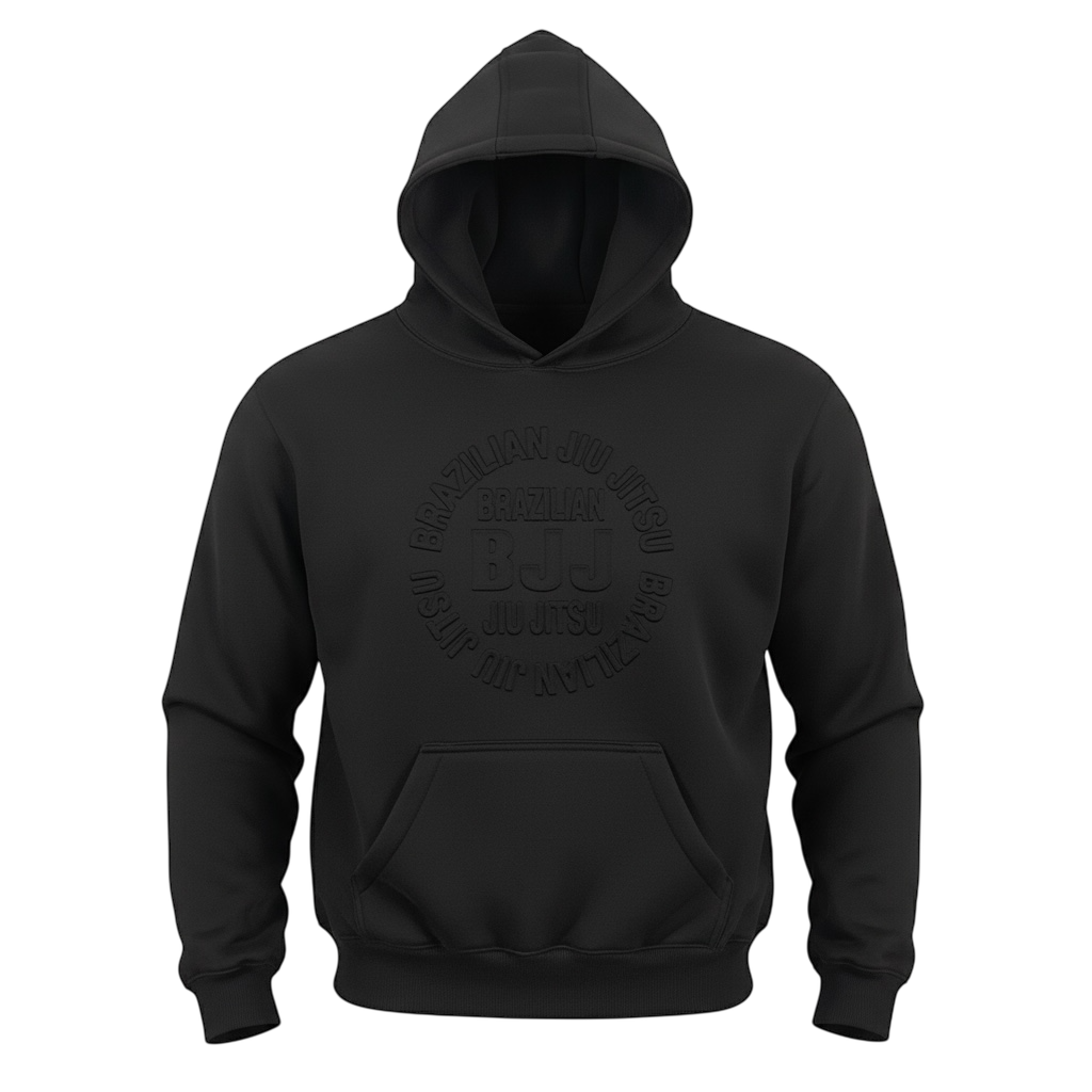 Embossed Black BJJ Hoodie with Circular Embossed Logo by CYPHR Combat