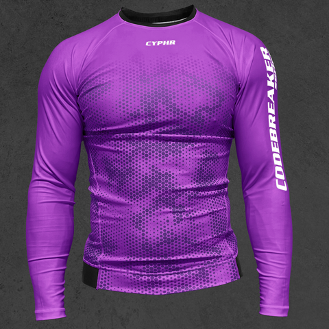 Long Sleeve Ranked Rash Guard - Hex Camo -  Purple