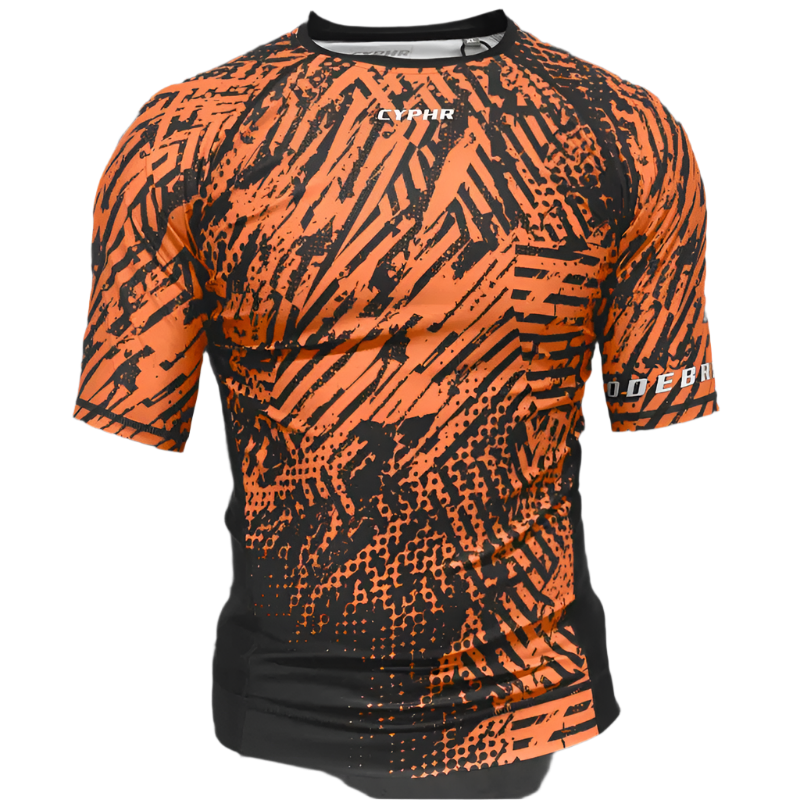 CYPHR Combat Brown and Black Rash Guard with Abstract Enigma Pattern - CYPHR Combat