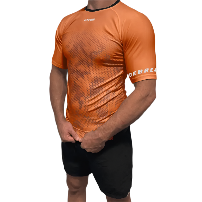 BJJ Rash Guard Brown Hexagon Camouflage - CYPHR Combat