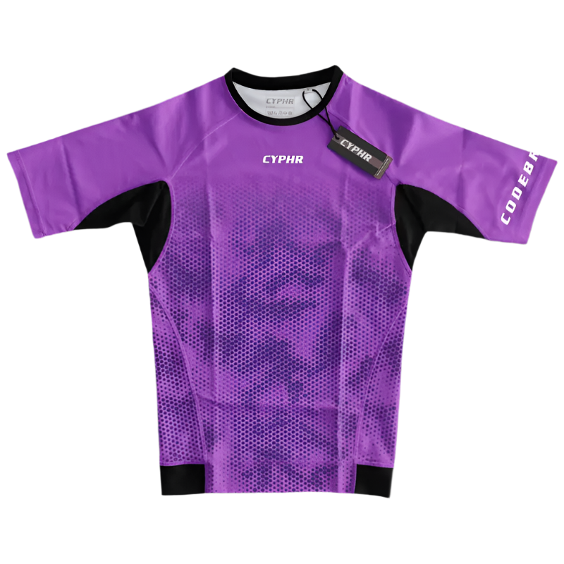 BJJ Rash Guard Purple Hexagon Camouflage - CYPHR Combat