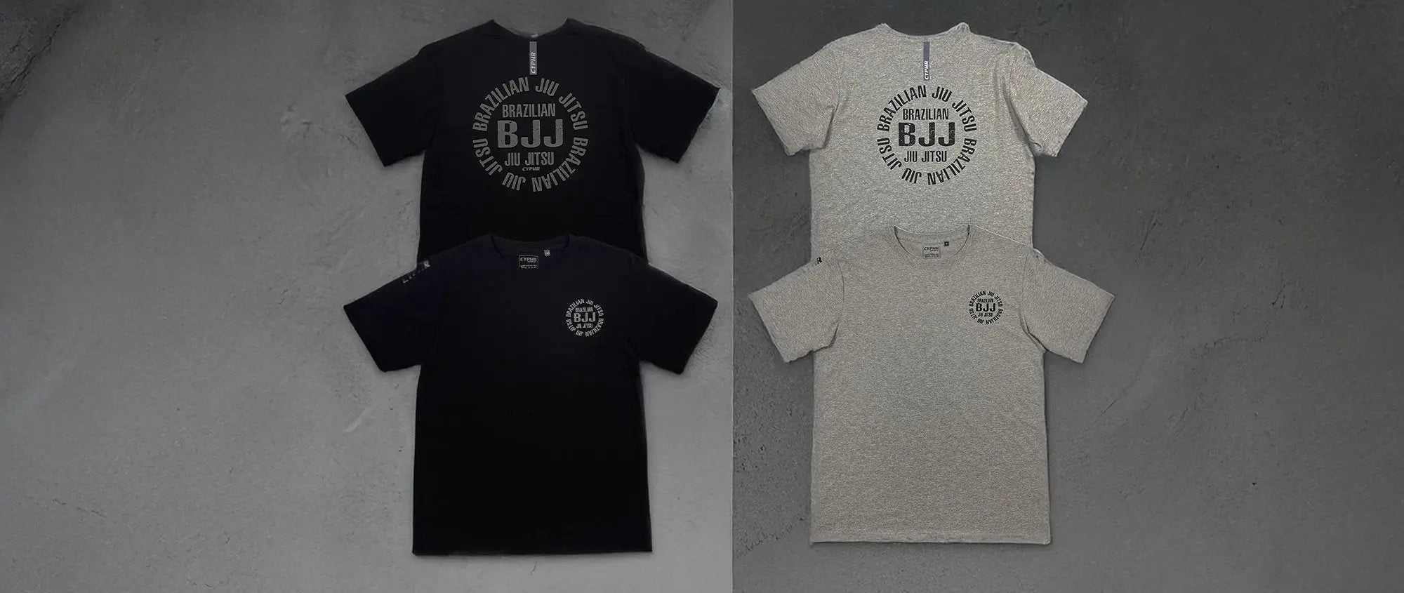 Black CYPHR BJJ cotton t-shirt with logo, breathable and durable for Brazilian Jiu-Jitsu athletes.