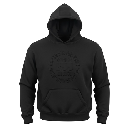 Embossed Black BJJ Hoodie with Circular Embossed Logo by CYPHR Combat