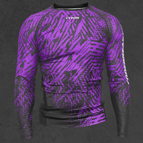 Long Sleeve Ranked Rash Guard - Enigma -  Purple