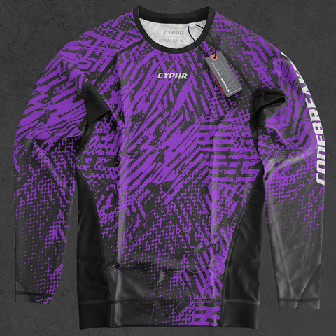 Long Sleeve Ranked Rash Guard - Enigma -  Purple