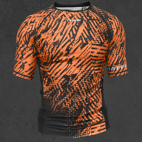 Short Sleeve Ranked Rash Guard - Enigma -  Brown