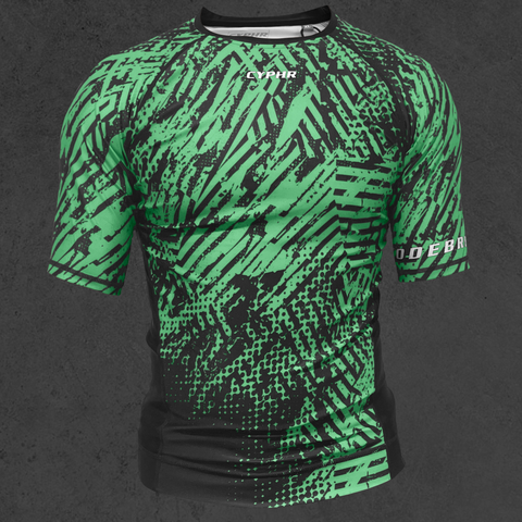 Short Sleeve Ranked Rash Guard - Enigma -  Green