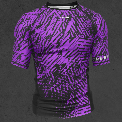 Short Sleeve Ranked Rash Guard - Enigma -  Purple