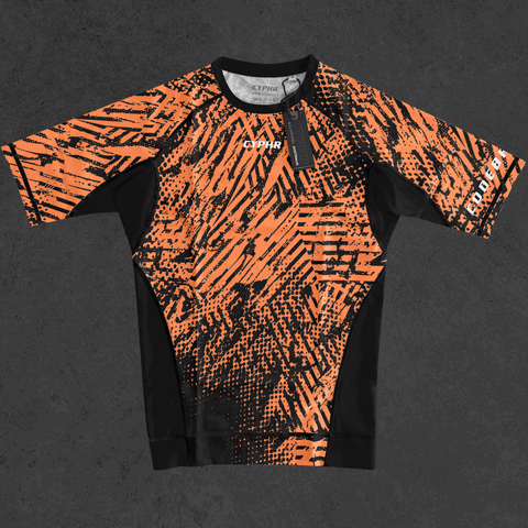 Short Sleeve Ranked Rash Guard - Enigma -  Brown