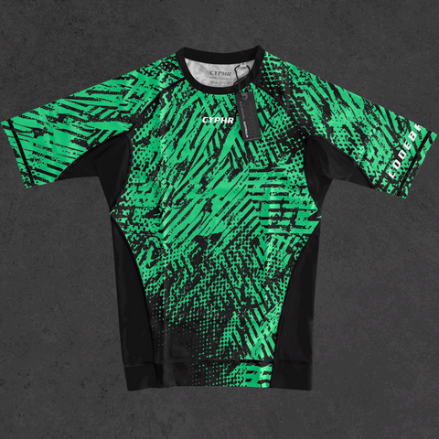 Short Sleeve Ranked Rash Guard - Enigma -  Green