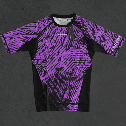 Short Sleeve Ranked Rash Guard - Enigma -  Purple