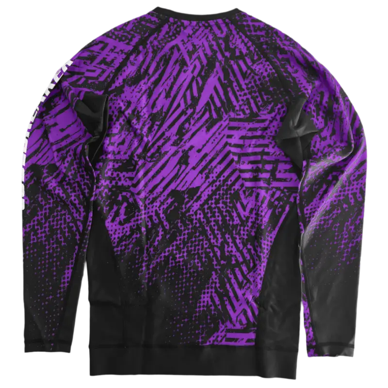 CYPHR Combat Rash Guard in Purple and Black Geometric Pattern - CYPHR Combat