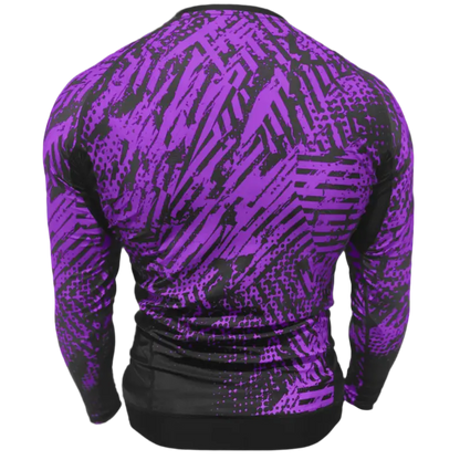 CYPHR Combat Rash Guard in Purple and Black Geometric Pattern - CYPHR Combat