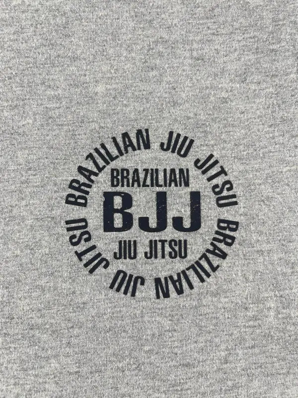 Circular black logo reading BRAZILIAN JIU JITSU BJJ on Light Gray Cyphr Combat Short Sleeve BJJ T-Shirt