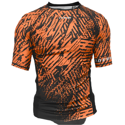 CYPHR Combat Brown and Black Rash Guard with Abstract Enigma Pattern - CYPHR Combat