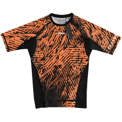 CYPHR Combat Brown and Black Rash Guard with Abstract Enigma Pattern - CYPHR Combat