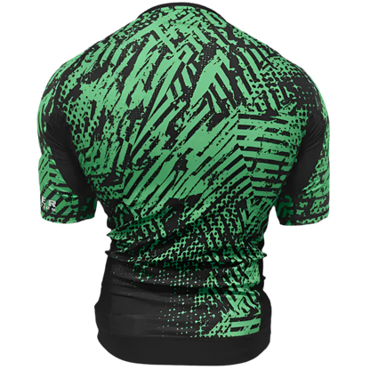 CYPHR Combat Green and Black Rash Guard with Abstract Enigma Pattern - CYPHR Combat