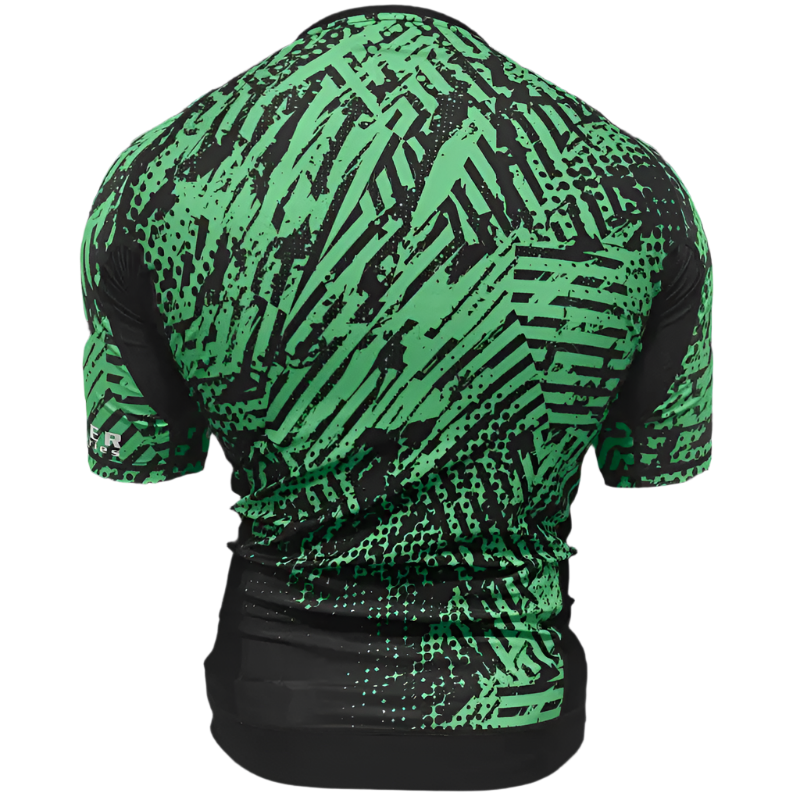 CYPHR Combat Green and Black Rash Guard with Abstract Enigma Pattern - CYPHR Combat