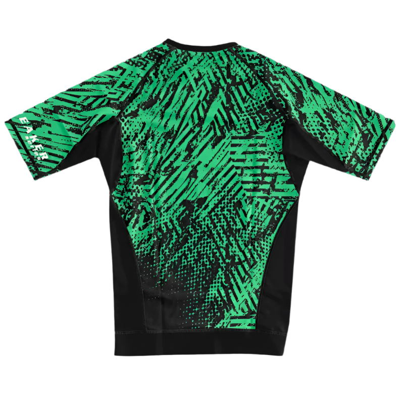 CYPHR Combat Green and Black Rash Guard with Abstract Enigma Pattern - CYPHR Combat