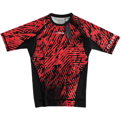 CYPHR Combat Rash Guard in Red and Black Enigma - CYPHR Combat