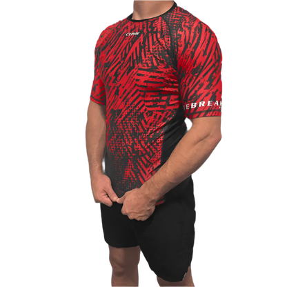 CYPHR Combat Rash Guard in Red and Black Enigma - CYPHR Combat