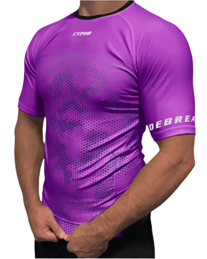 BJJ Rash Guard Purple Hexagon Camouflage - CYPHR Combat