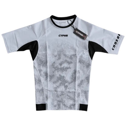 CYPHR White Rash Guard with Hexagon Camouflage - CYPHR Combat