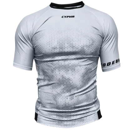 CYPHR White Rash Guard with Hexagon Camouflage - CYPHR Combat