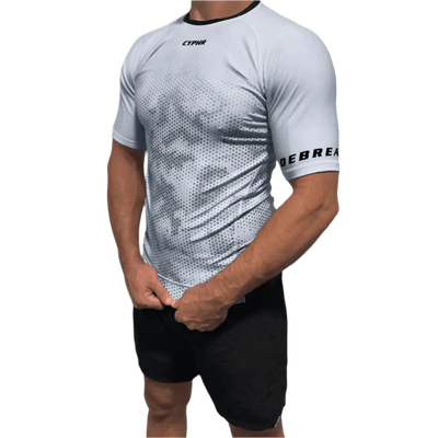 CYPHR White Rash Guard with Hexagon Camouflage - CYPHR Combat