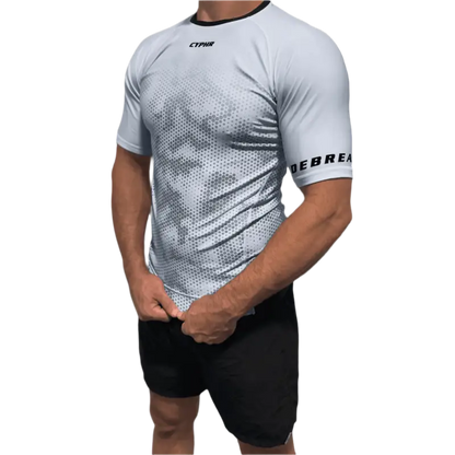 CYPHR White Rash Guard with Hexagon Camouflage - CYPHR Combat